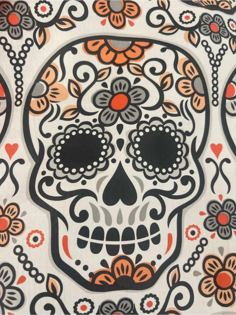 T.J.Maxx Halloween 💀🤍🧡🖤White, Orange and Black Sugar Skull Pattern Reusable Tote